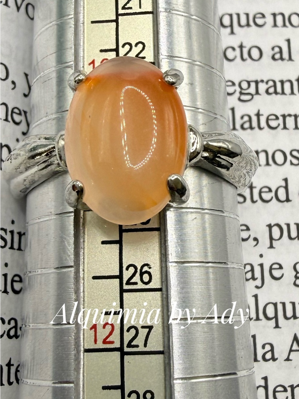 Peach-Orange Cabochon agate Ring